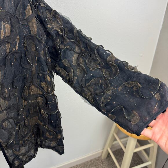 Dilemma Dhun Shroff Textured Black & Bronze Evening Topper Jacket - Picture 3 of 6